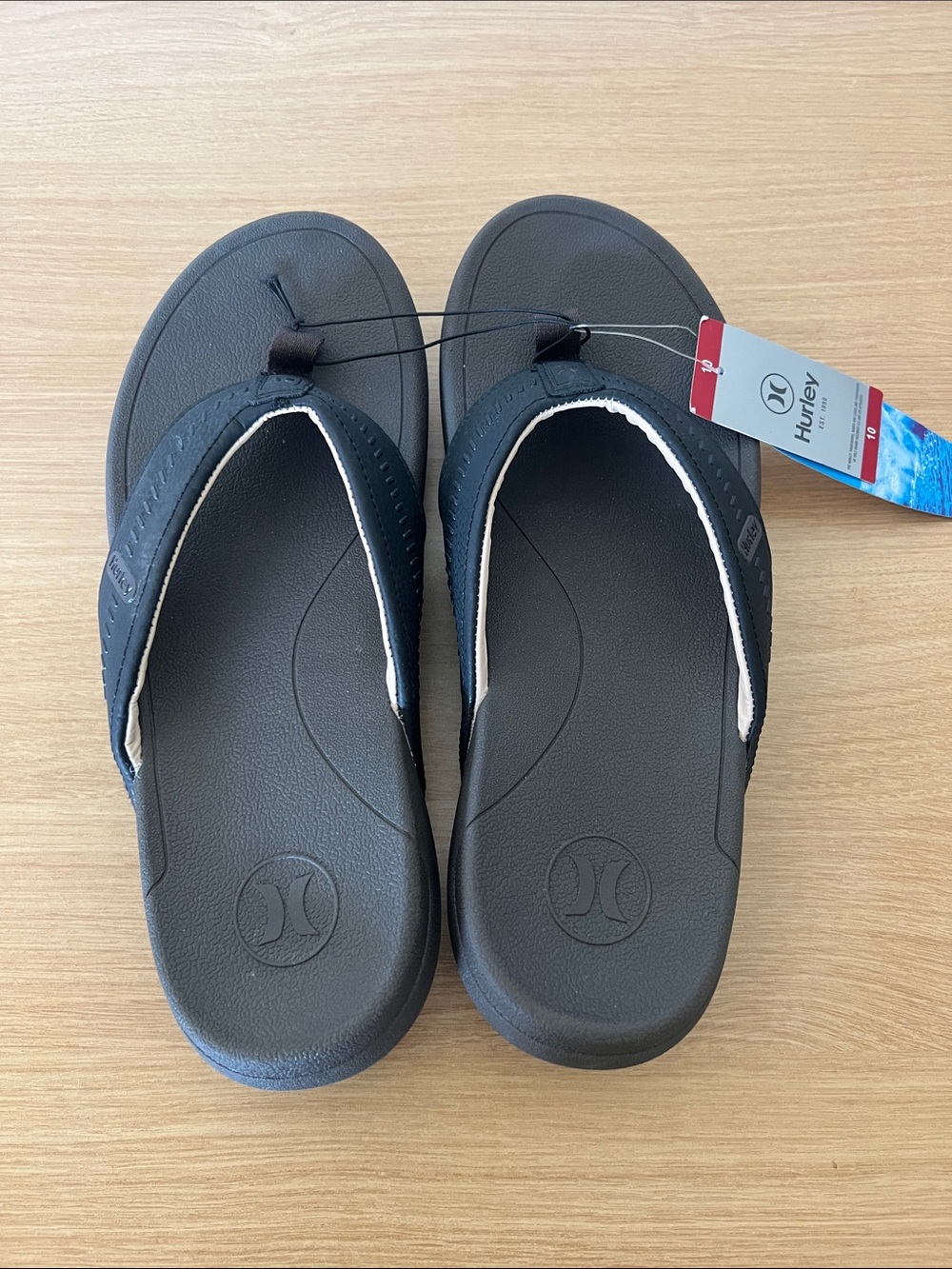 Hurley Men’s Black Flip Flops with White Trim